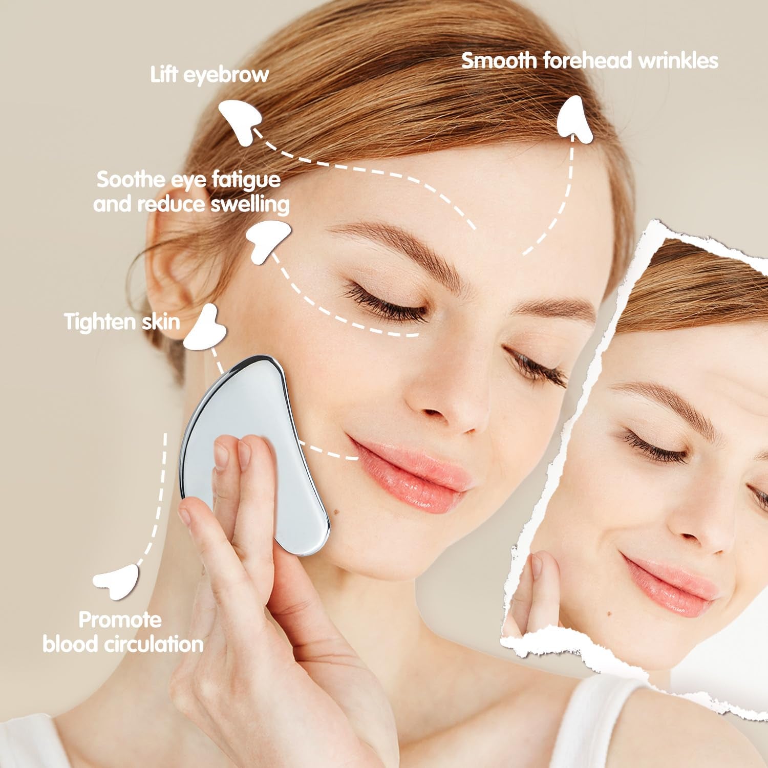 Stainless Steel Gua Sha Facial Tools Gua Sha Rose Quartz Massage Tool Guasha Face Sculpting Tool Skin Care