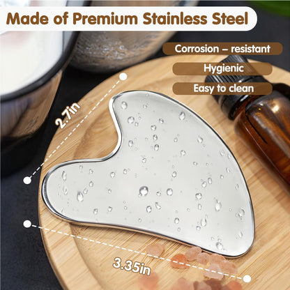 Stainless Steel Gua Sha Facial Tools Gua Sha Rose Quartz Massage Tool Guasha Face Sculpting Tool Skin Care
